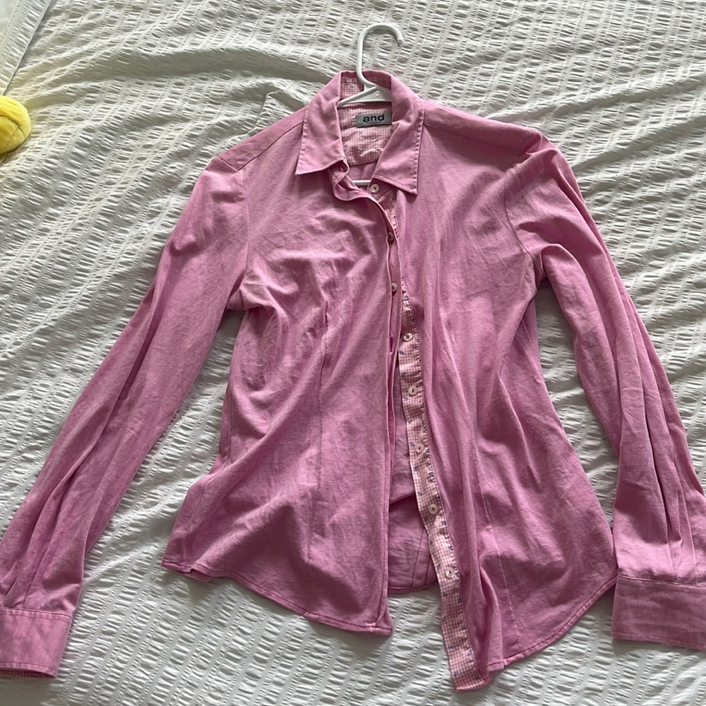 Pink Button-up Bicycle Pattern Blouse